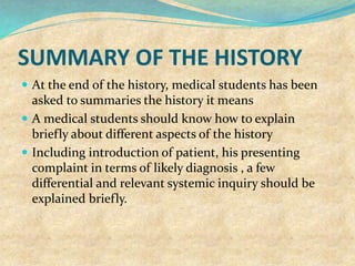 [Int. med] history taking from SIMS Lahore | PPTX