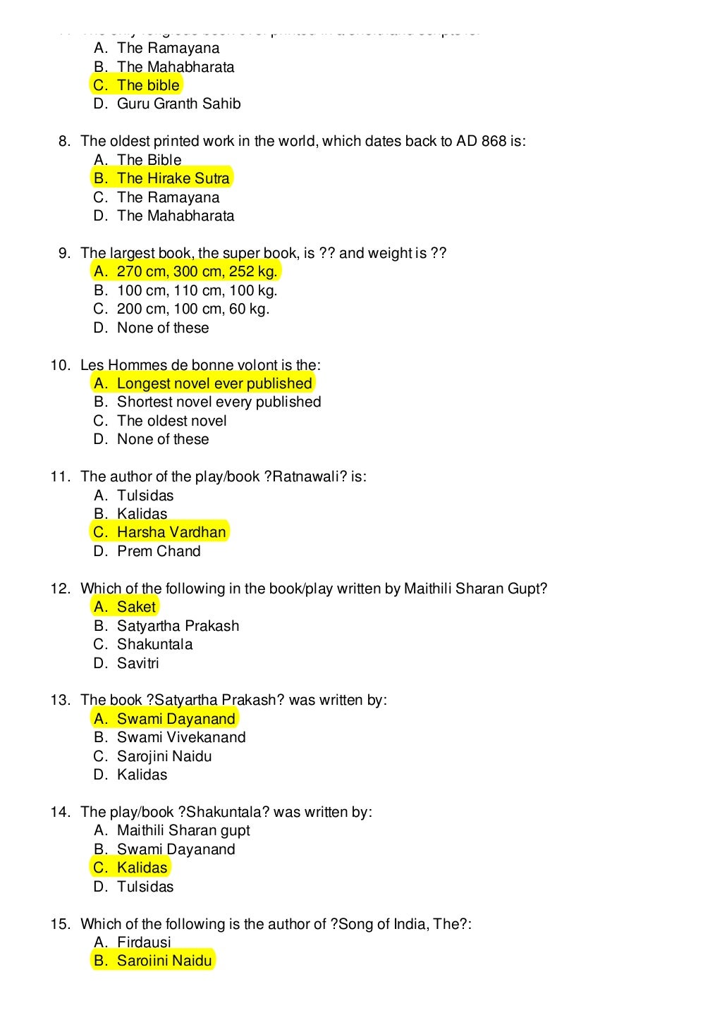 MCQs for General Knowledge