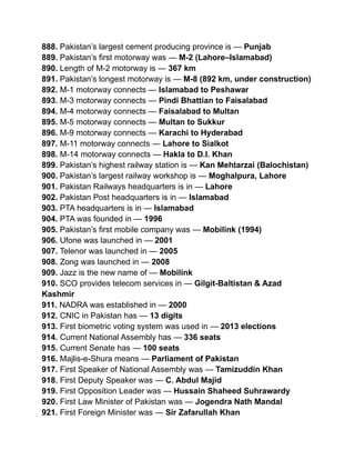 GK PAKISTAN.pdf, general knowledge of Pakistan | PDF