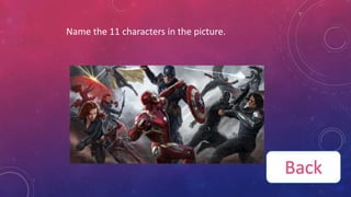 Name the 11 characters in the picture.
Back
 