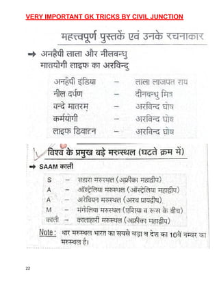 VERY IMPORTANT GK TRICKS BY CIVIL JUNCTION
22
 