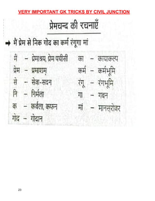 VERY IMPORTANT GK TRICKS BY CIVIL JUNCTION
23
 