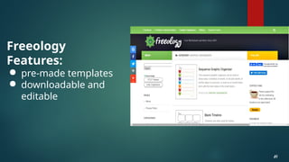 Freeology
Features:
● pre-made templates
● downloadable and
editable
41
41
 