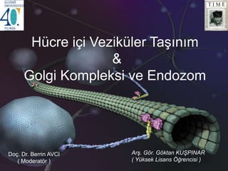 Hücre içi Veziküler Taşınım
&
Golgi Kompleksi ve Endozom
Arş. Gör. Göktan KUŞPINAR
( Yüksek Lisans Öğrencisi )
Doç. Dr. Berrin AVCI
( Moderatör )
 