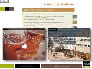 39 18 - déc -2014 Institut Mines-Télécom MOOC - quelques retours 
 