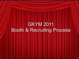 GKYM 2011
Booth & Recruiting Process
 