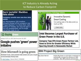 ICT Industry is Already Actingto Reduce Carbon Footprint