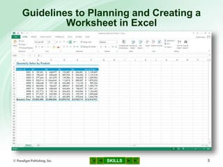 SKILLS
Guidelines to Planning and Creating a
Worksheet in Excel
© Paradigm Publishing, Inc. 3
 