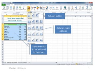 Column button

Column chart
options

Selected data
to be included
in the chart

© Paradigm Publishing, Inc.

12

 