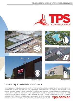 INDUSTRIA LOGÍSTICA - LOGISTICS - SETOR LOGÍSTICO ARGENTINA 119
Guía Logística y de Comercio Exterior XVIII - 2021 - 2022 - www.guialogistica.info
 