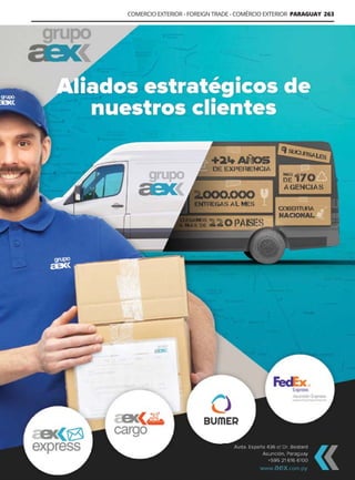 Guía Logística y de Comercio Exterior XVIII - 2021 - 2022 - www.guialogistica.info
COMERCIO EXTERIOR - FOREIGN TRADE - COMÉRCIO EXTERIOR PARAGUAY 263
GRUPO AEX
 