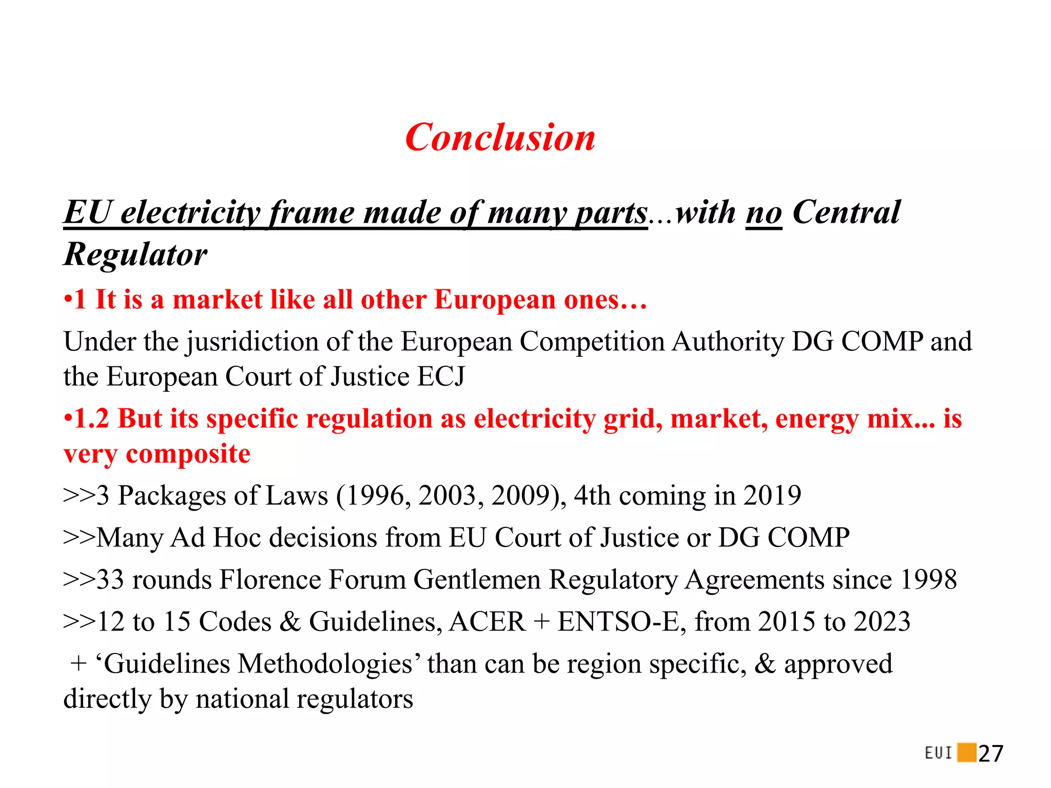 Florence School of Regulation & the European Regulation Frame | PPTX