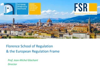 Florence School of Regulation
& the European Regulation Frame
Prof. Jean-Michel Glachant
Director
 