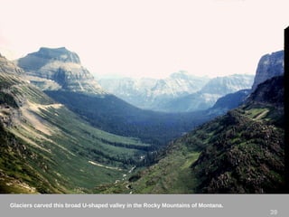 Glaciers carved this broad U-shaped valley in the Rocky Mountains of Montana.
39
 
