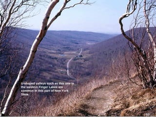 U-shaped valleys such as this one in
the western Finger Lakes are
common in this part of New York
State.
4040
 