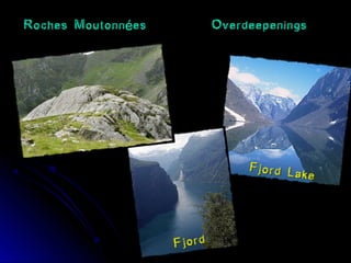 Roches Moutonn esé Overdeepenings
FjordFjord
Fjord Lake
Fjord Lake
 