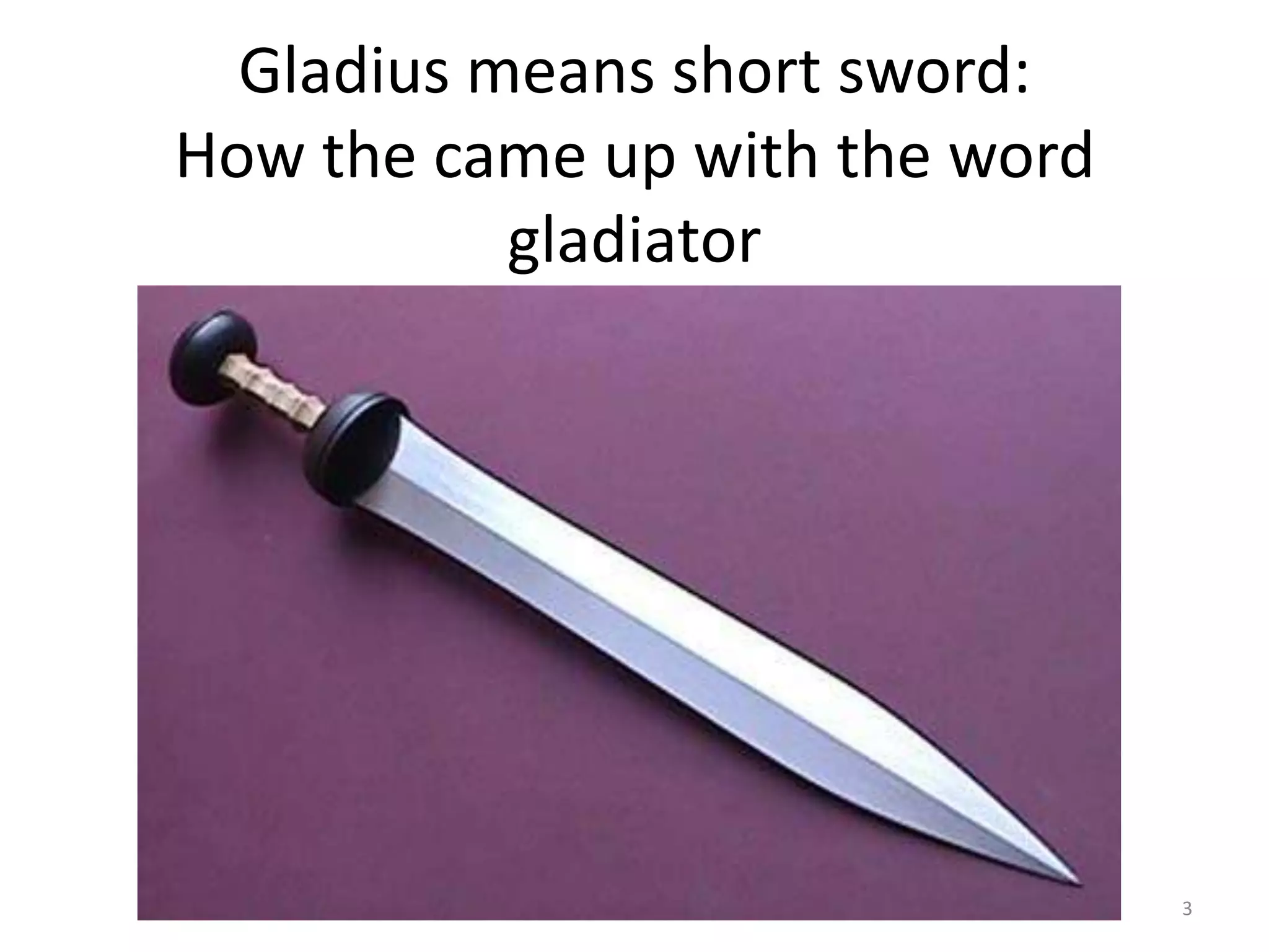Gladius means short sword:How the came up with the word gladiator3