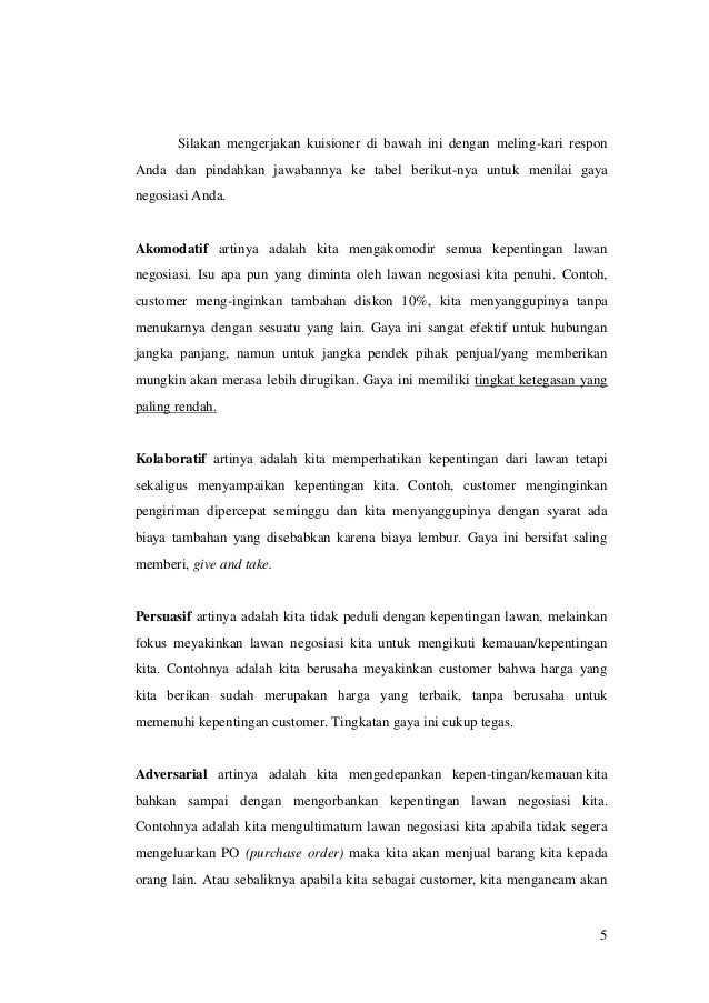 RANGKUMAN TEKNIK NEGOSIASI (disusun sebagai tugas mata 