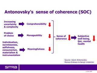 Culture (values &  	       	 norms, activities)