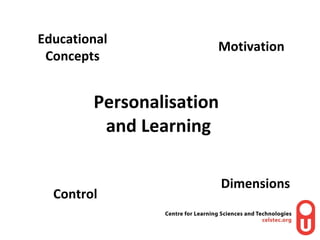 Personalisation  and Learning Control Motivation Educational Concepts Dimensions  