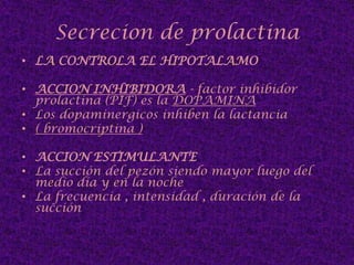 FISIOLOGIA DE LA GLANDULA MAMARIAETAPAS 1- MAMOGÉNESIS o desarrollo de la glándula mamaria 2-GALACTOGÉNESIS o producción de la leche 3- GALACTOPOYESIS o mantención de la producción de leche