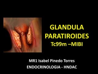 GLANDULA
PARATIROIDES
Tc99m –MIBI
MR1 Isabel Pinedo Torres
ENDOCRINOLOGIA - HNDAC
 
