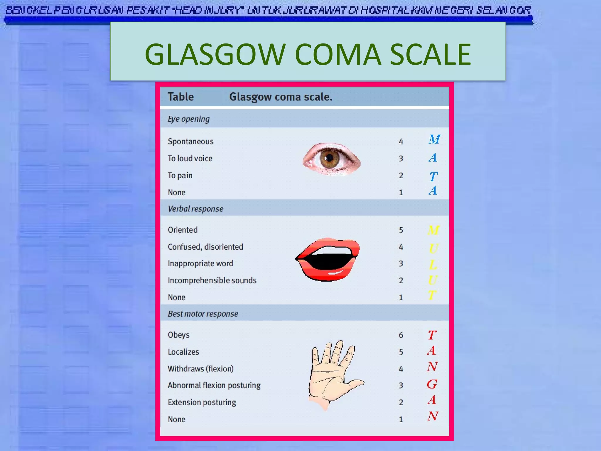 GLASGOW COMA SCALE 