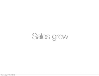 Sales grew



Wednesday, 3 March 2010
 