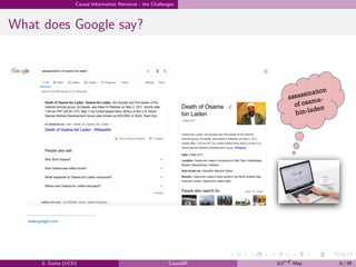 .
.
.
.
.
.
.
.
.
.
.
.
.
.
.
.
.
.
.
.
.
.
.
.
.
.
.
.
.
.
.
.
.
.
.
.
.
.
.
.
Causal Information Retrieval - the Challenges
What does Google say?
S. Datta (UCD) CausalIR 23rd May 6 / 39
 