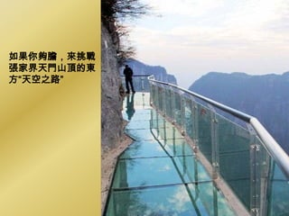 如果你夠膽，來挑戰
張家界天門山頂的東
方“天空之路”
 