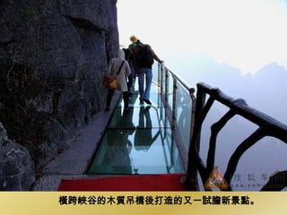 橫跨峽谷的木質吊橋後打造的又一試膽新景點。
 