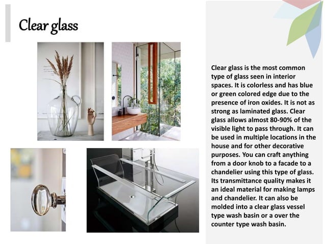 material use in interior :Glass (types and uses)