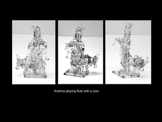 Krishna playing flute with a cow 