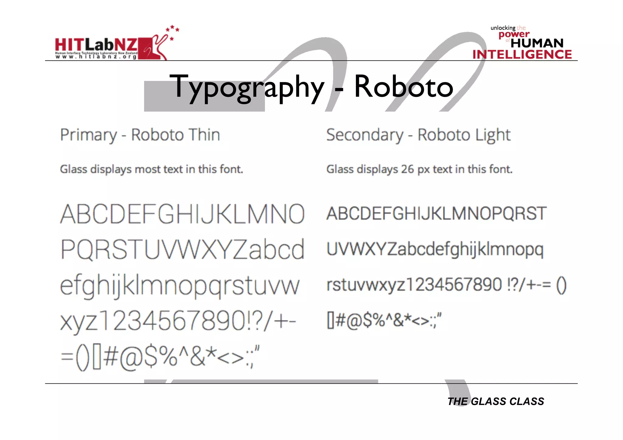 THE GLASS CLASS
Typography - Roboto
 