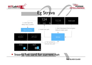 THE GLASS CLASS
Eg Strava
  Inserts live card for current run
 