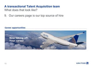 A transactional Talent Acquisition team 
What does that look like? 
9. Our careers page is our top source of hire 
13 
 