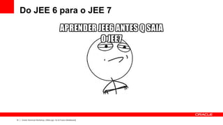 Do JEE 6 para o JEE 7




12   Oracle Technical Workshop | WebLogic 12c & Fusion Middleware
 