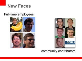 New Faces
Full-time employees




                      community contributors
 