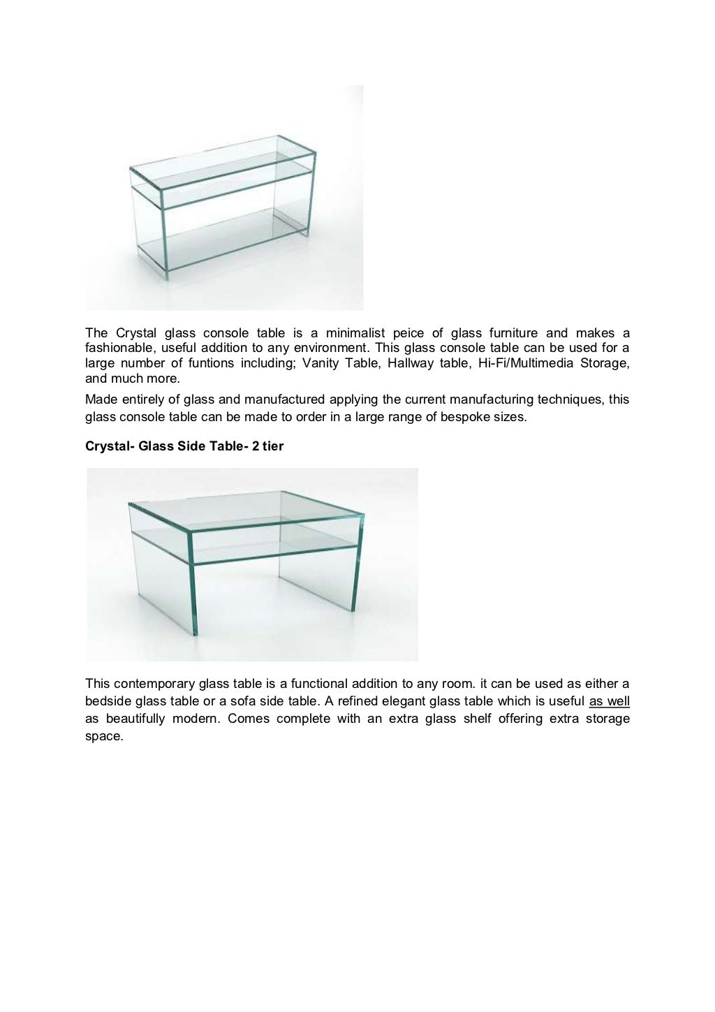 Glass furniture