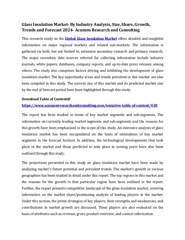 Glass Insulation Market By Industry Analysis, Size, Share, Growth, Trends and Forecast 2024