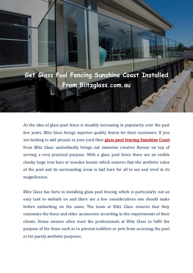 Glass Pool Fencing Sunshine Coast Blitz Glass