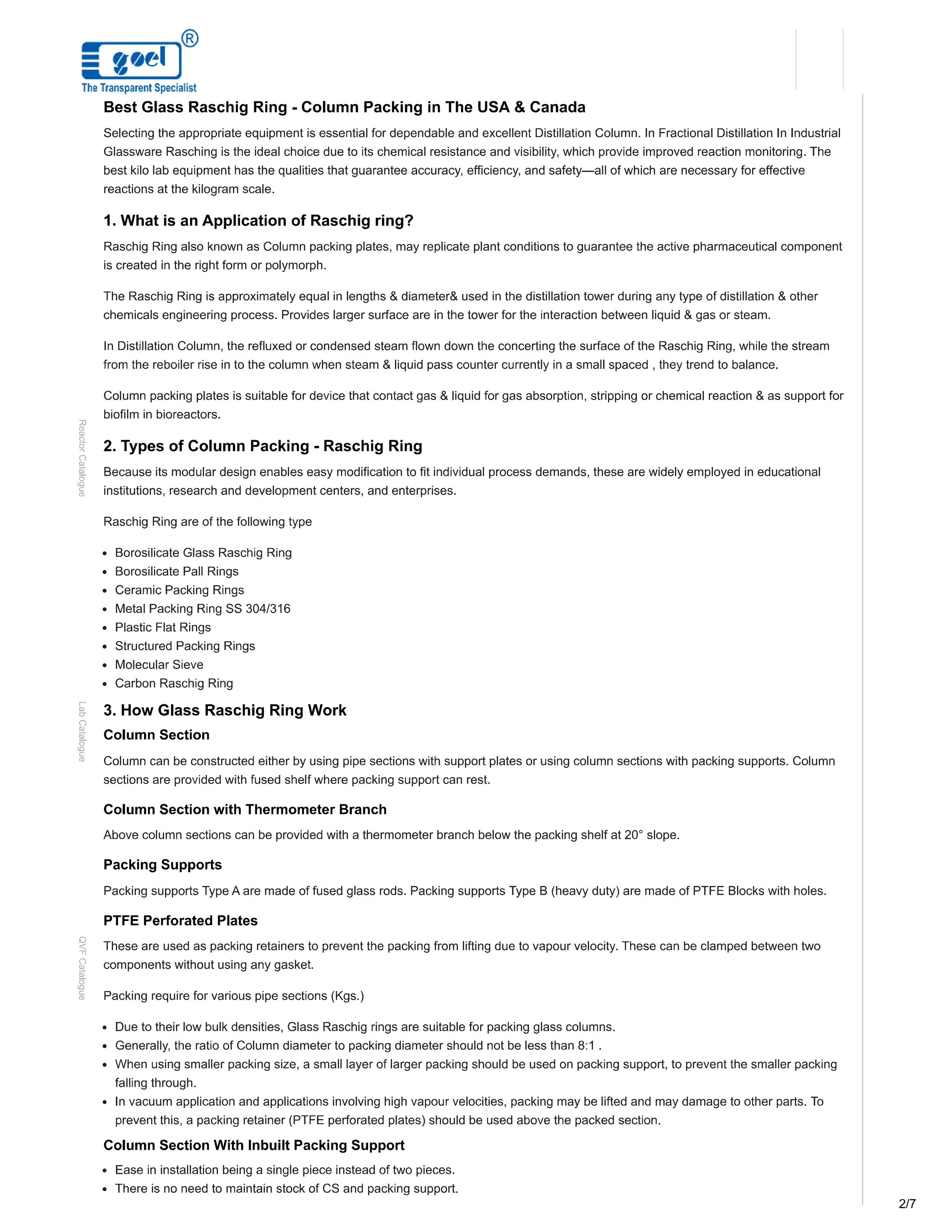 Uses of Borosilicate Glass Raschig Rings | Goel Scientific | PDF