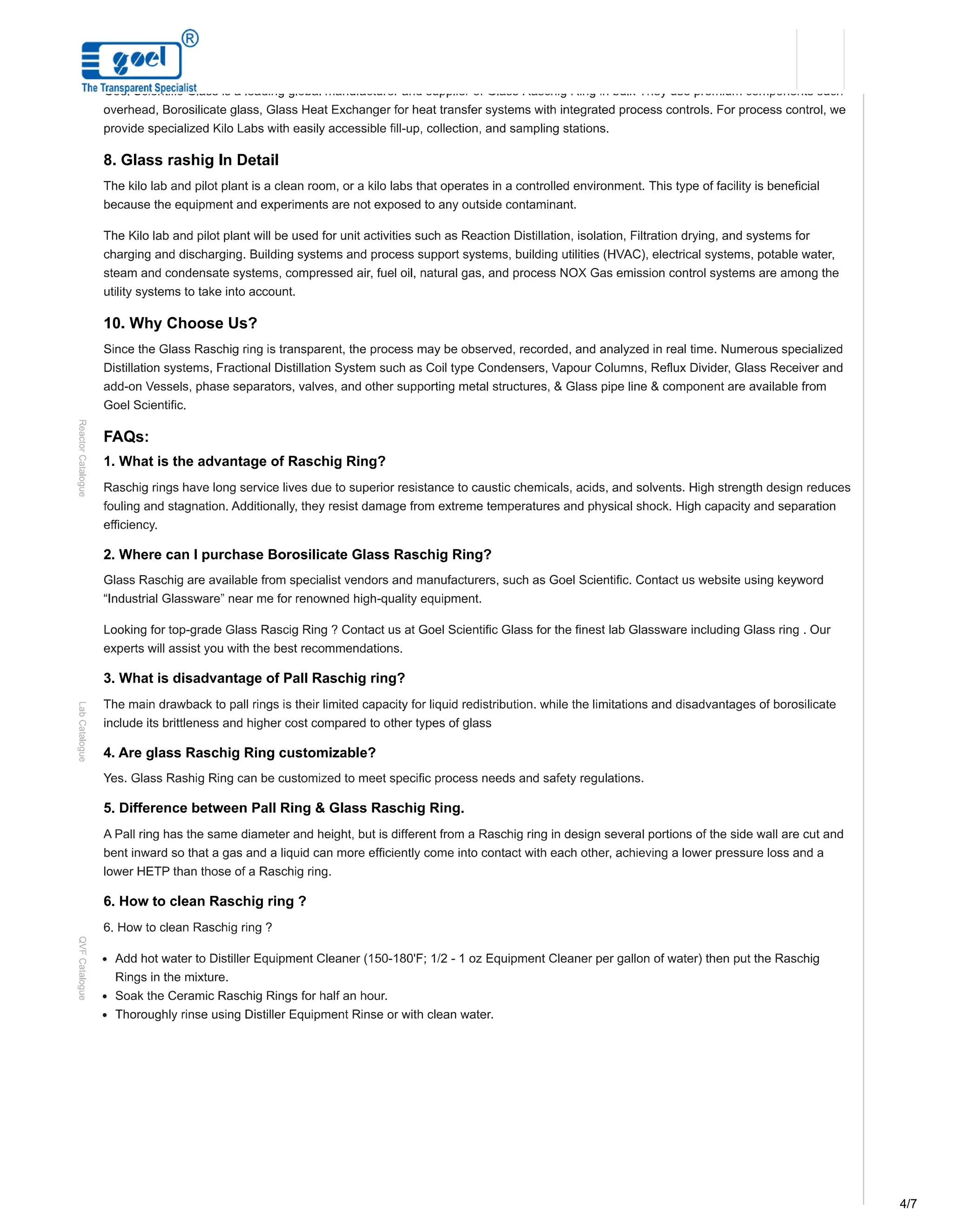 Uses of Borosilicate Glass Raschig Rings | Goel Scientific | PDF
