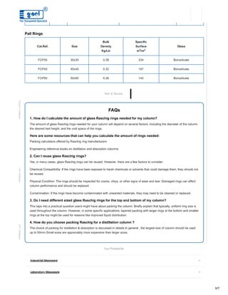 Uses of Borosilicate Glass Raschig Rings | Goel Scientific | PDF