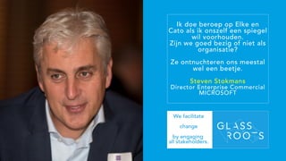 Ik doe beroep op Elke en
Cato als ik onszelf een spiegel
wil voorhouden.
Zijn we goed bezig of niet als
organisatie?
Ze ontnuchteren ons meestal
wel een beetje.
Steven Stokmans
Director Enterprise Commercial
MICROSOFT
NEW
 
