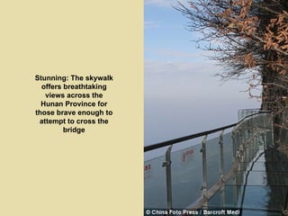 Stunning: The skywalk
  offers breathtaking
   views across the
  Hunan Province for
those brave enough to
 attempt to cross the
         bridge
 