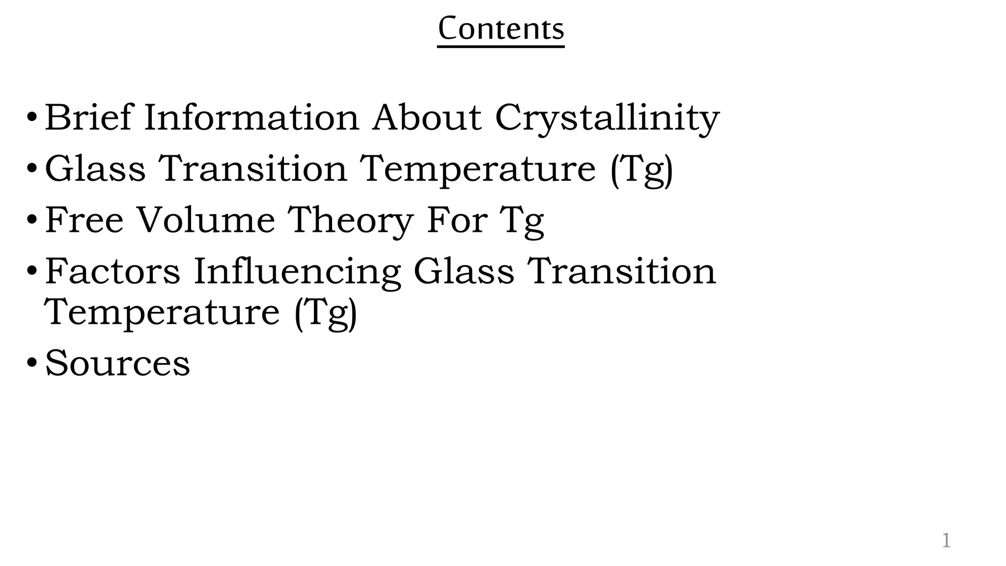 Glass transition temperature (tg)