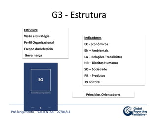 150 Known unique GRI Reporters in Brazil in 2009-2011ACSP (AssociaçãoComercial de São Paulo)AES ElectropauloAES TietêAlcoa AluminioAmanco BrazilAmBevAmplaAnglo American BrazilAnhangueraEducacionalApoenaSustentávelAracruzCeluloseArcelorMittal BrasilAssociaçãoFrutos do BrasilBancoBradescoBanco do BrasilBanco do NordesteBancoItaú Holding FinanceiraBanco Santander (Brasil)BicBancoBM&FBOVESPABoticárioBracelpaBraskemBRF (Brasil Foods)BungeC&A BrazilCaixaEconomica FederalCaixaSegurosCarrefour BrazilCCRcelpeCeluloseIraniCematCEMIGCenibraCESPCGTEECHESFCikelCiti BrazilCoca-Cola BrasilCoelbaCoelceComgasConstrutora Andrade GutierrezCopagazCOPELCopersucarCorinthiansCorintiansCosanCOSERN (CompanhiaEnergética do Rio Grande do Norte)CosilConstruções e Incorporações S.A.CPFL EnergiaCST ArcelorCTEEPDaiichi Sankyo BrasilDASADediniDow Química BrasilDuratexEcoRodoviasEDP Energias do Brasil SAElekeirozElektroEletrobrás (CentraisElétricasBrasileiras)EletrobrasEletronuclear