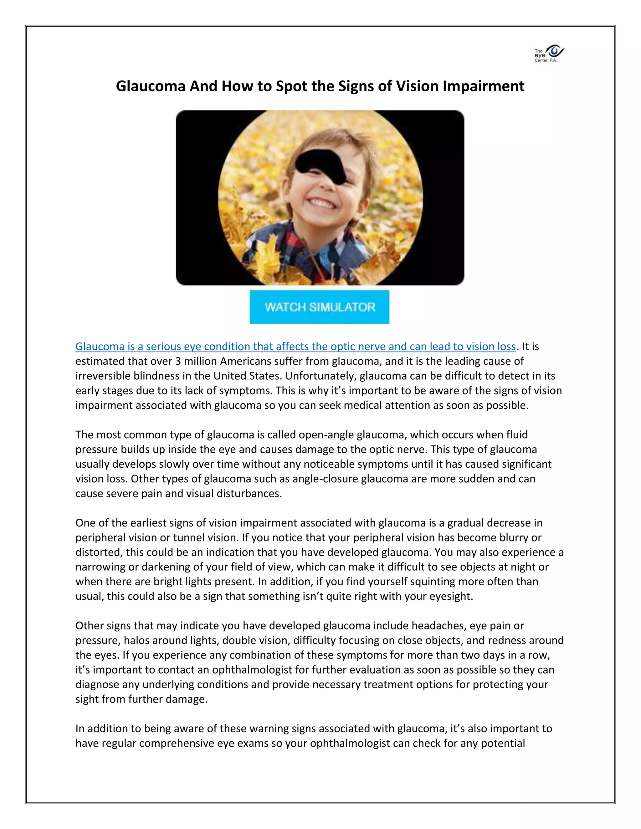 And How to Spot the Signs of Vision Impairment PDF