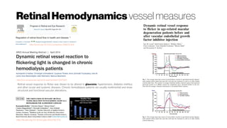 RetinalHemodynamics vessel measures
Retinal vessel response to flicker was shown to be altered in glaucoma, hypertension, diabetes mellitus
and other ocular and systemic diseases. Chronic hemodialysis patients are usually multimorbid and show
structural and functional vascular alterations.
http://iovs.arvojournals.org/article.aspx?articleid=2267263
http://dx.doi.org/10.1016/j.jalz.2016.06.576
http://dx.doi.org/10.1016/j.preteyeres.2008.02.002
 